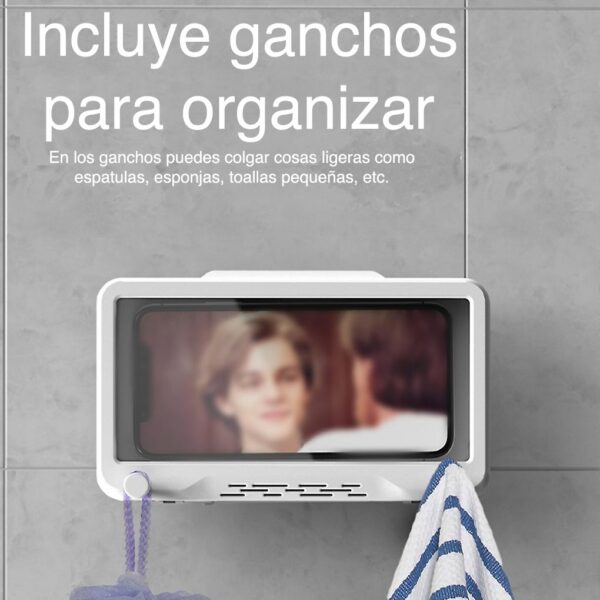 Soporte para celular Impermeable con ganchos para colgar objetos y organizar tu baño o cocina - Innovalov