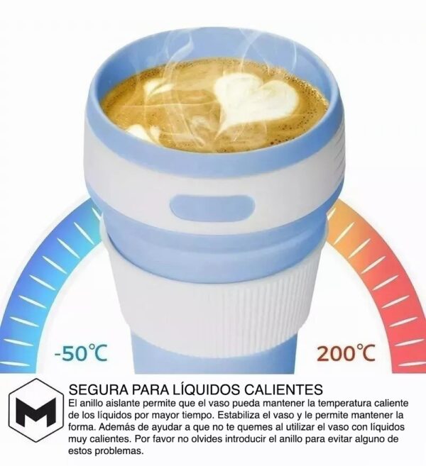 Vaso Termico Para Cafe Silicón Plegable Termo Reutilizable Aguanta temperaturas desde -50 hasta 200 grados centigrados - Innovalov