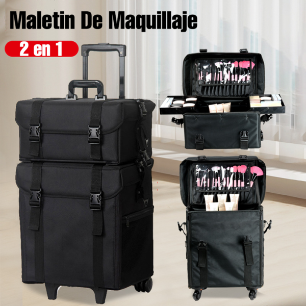 Maletin De Maquillaje Doble Rodante Jumbo Profesional Innovalov