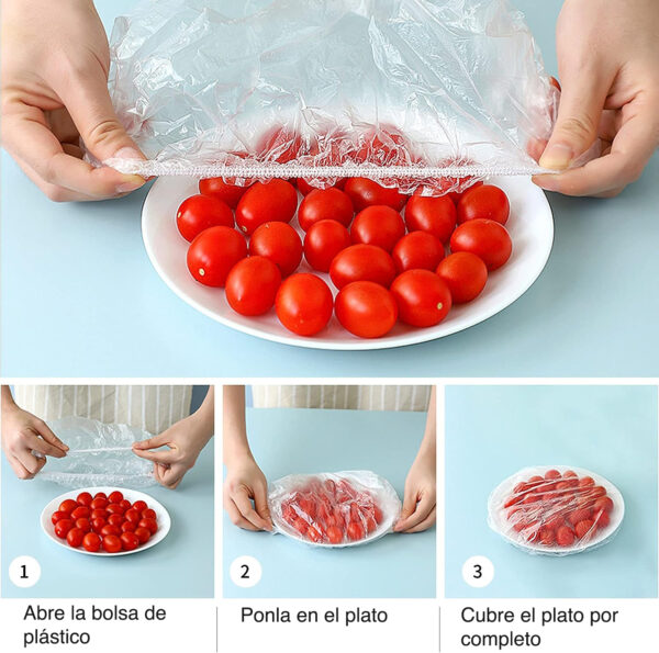 100 Pcs Film Plástico Wrap Alimentos Cubiertas - Instrucciones de uso - Innovalov