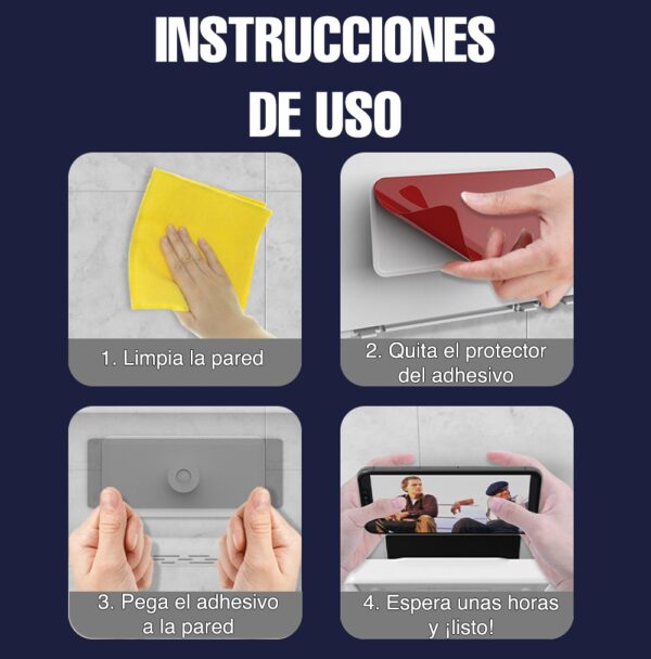 Soporte para celular Impermeable - Instrucciones de uso para fijarlo a la pared Innovalov